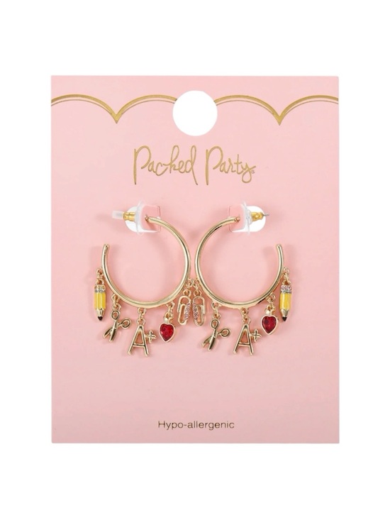Packed Party Jewelry - Packed Party Teacher Back To School Charm Hoop Earrings - NWT